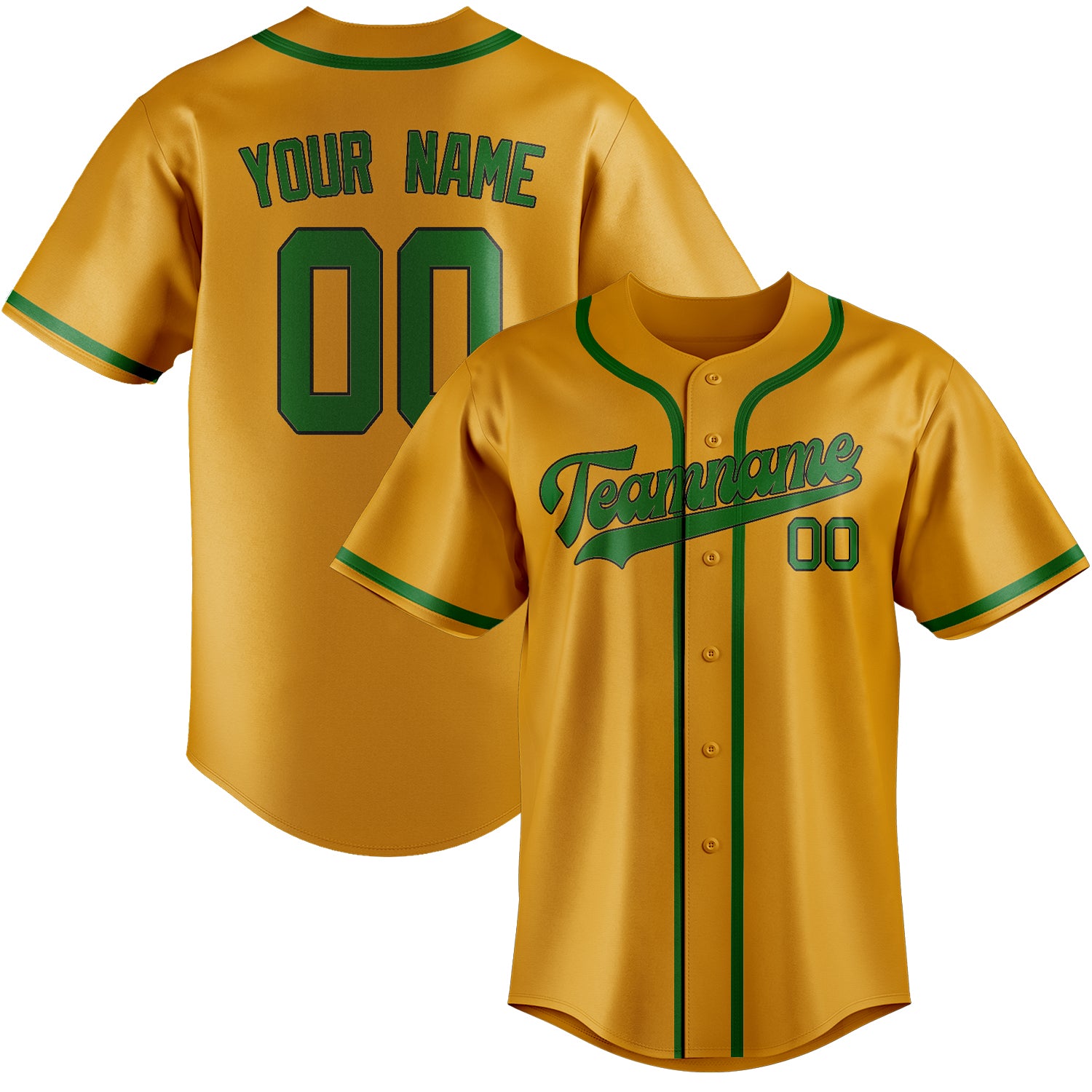 Maillot de baseball personnalisé jaune et vert émeraude