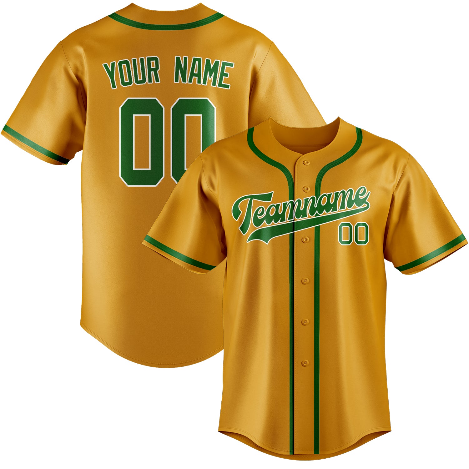 Maillot de baseball personnalisé jaune et vert émeraude