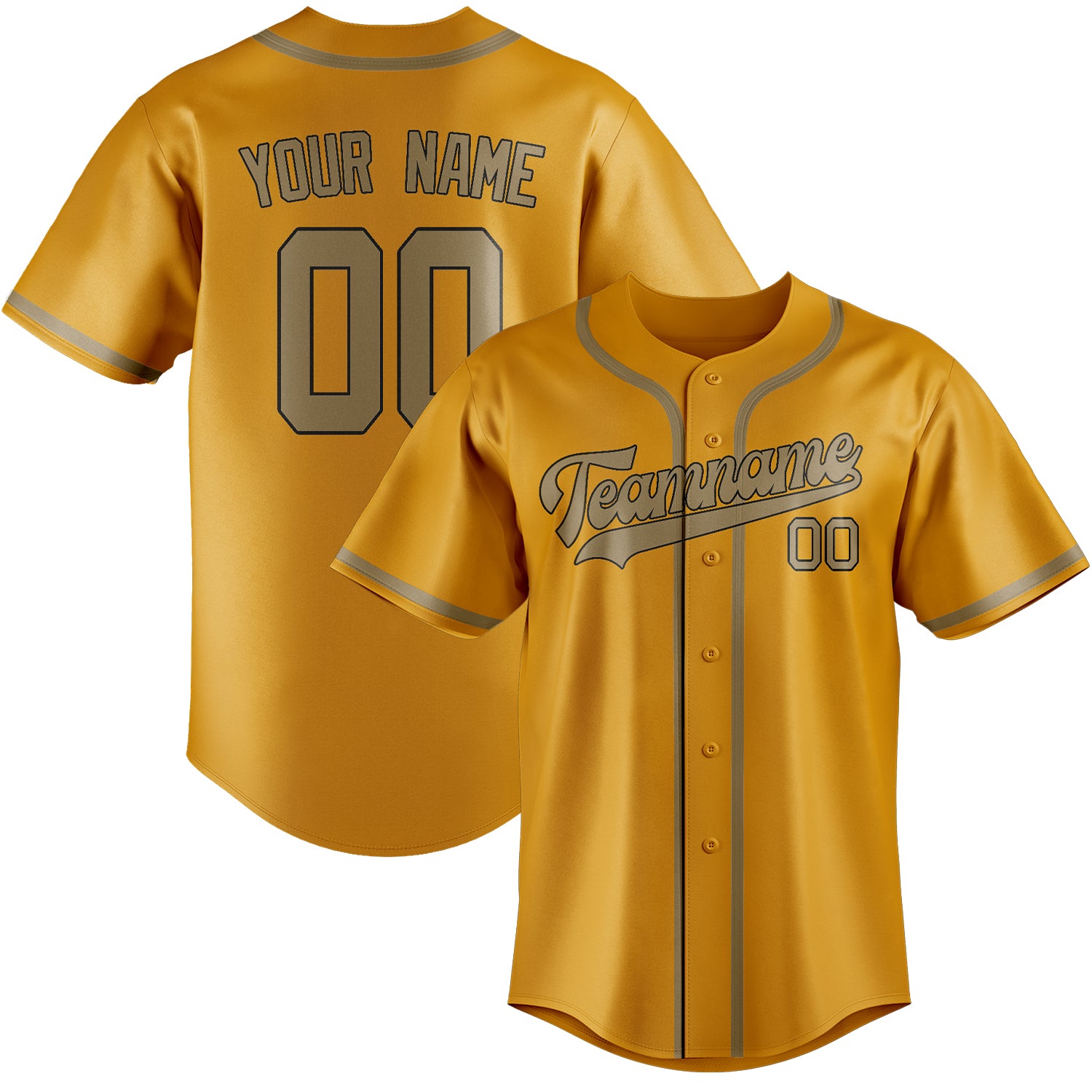 Maillot de baseball personnalisé jaune clair kaki