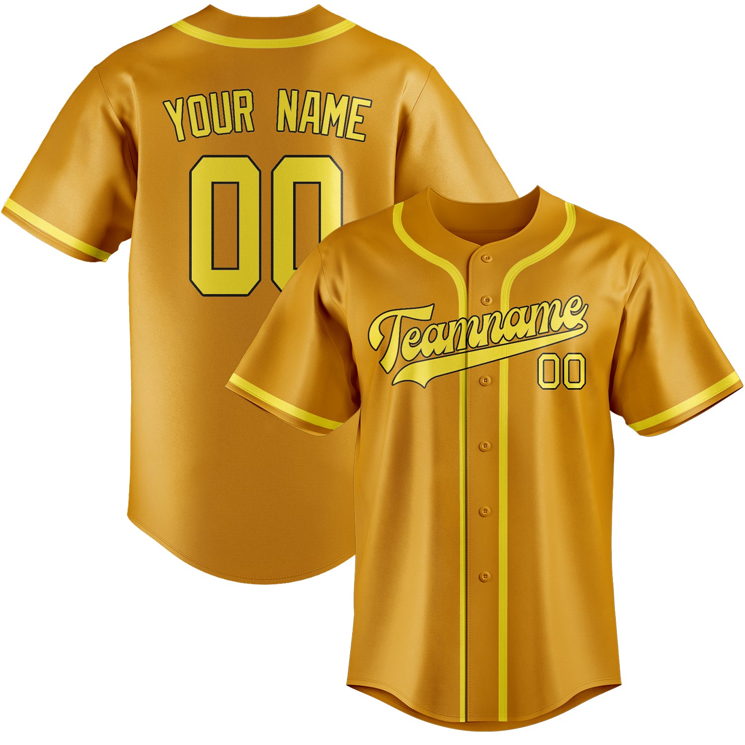 Maillot de baseball jaune clair personnalisé