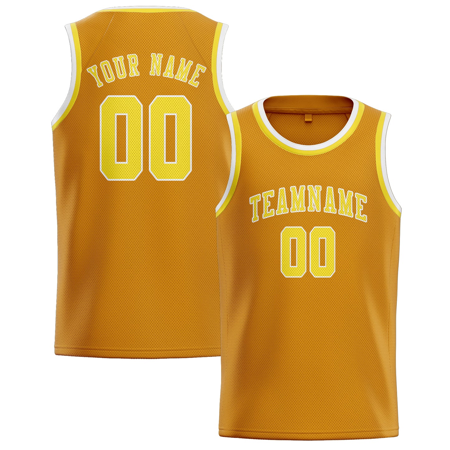 Maillot de basketball jaune clair personnalisé