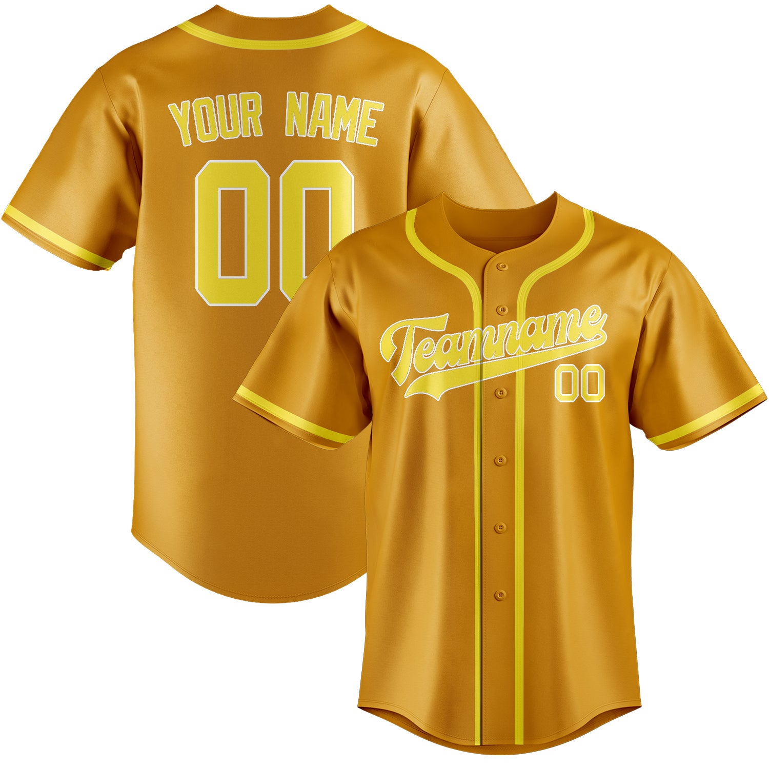 Maillot de baseball jaune clair personnalisé