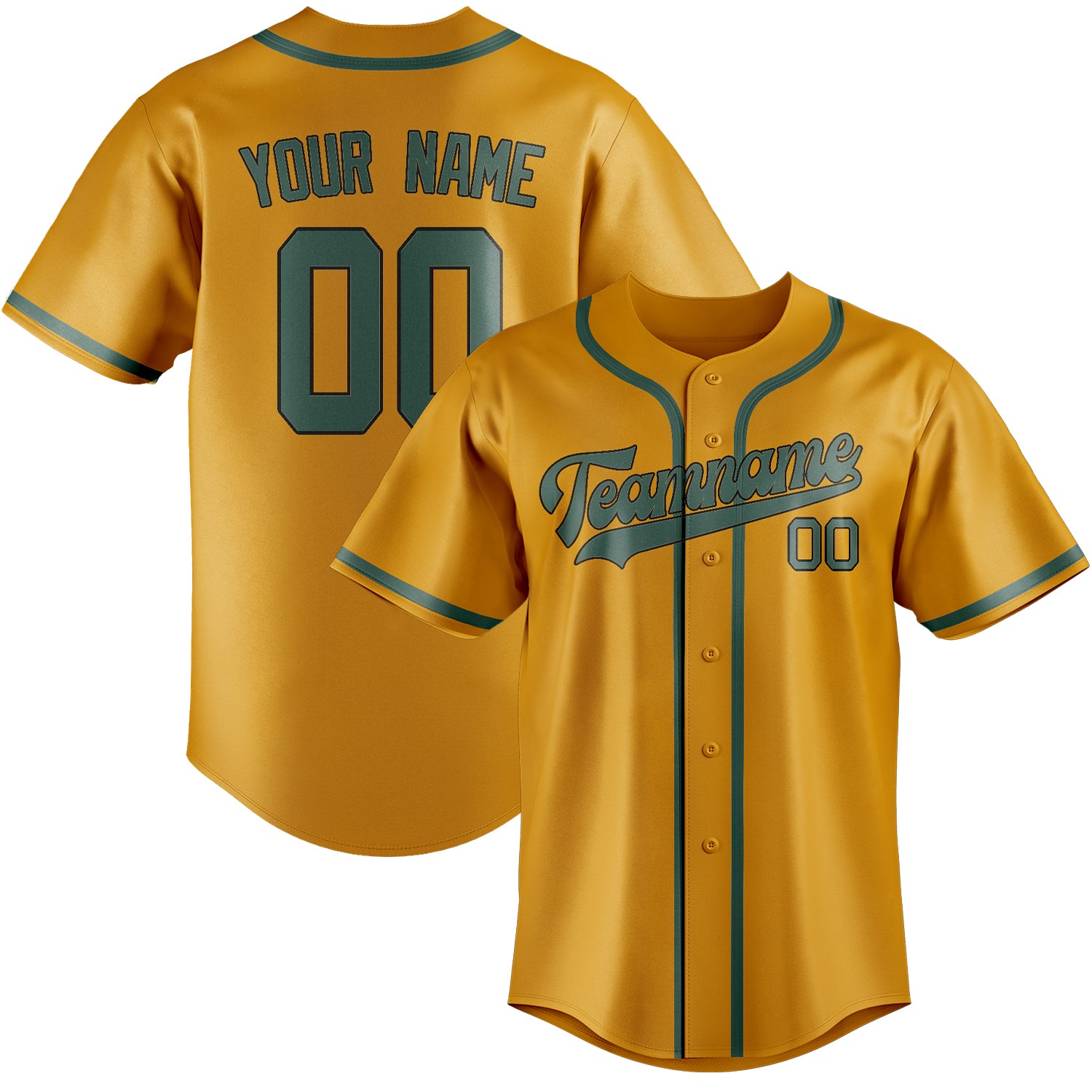 Maillot de baseball personnalisé jaune, bleu et vert