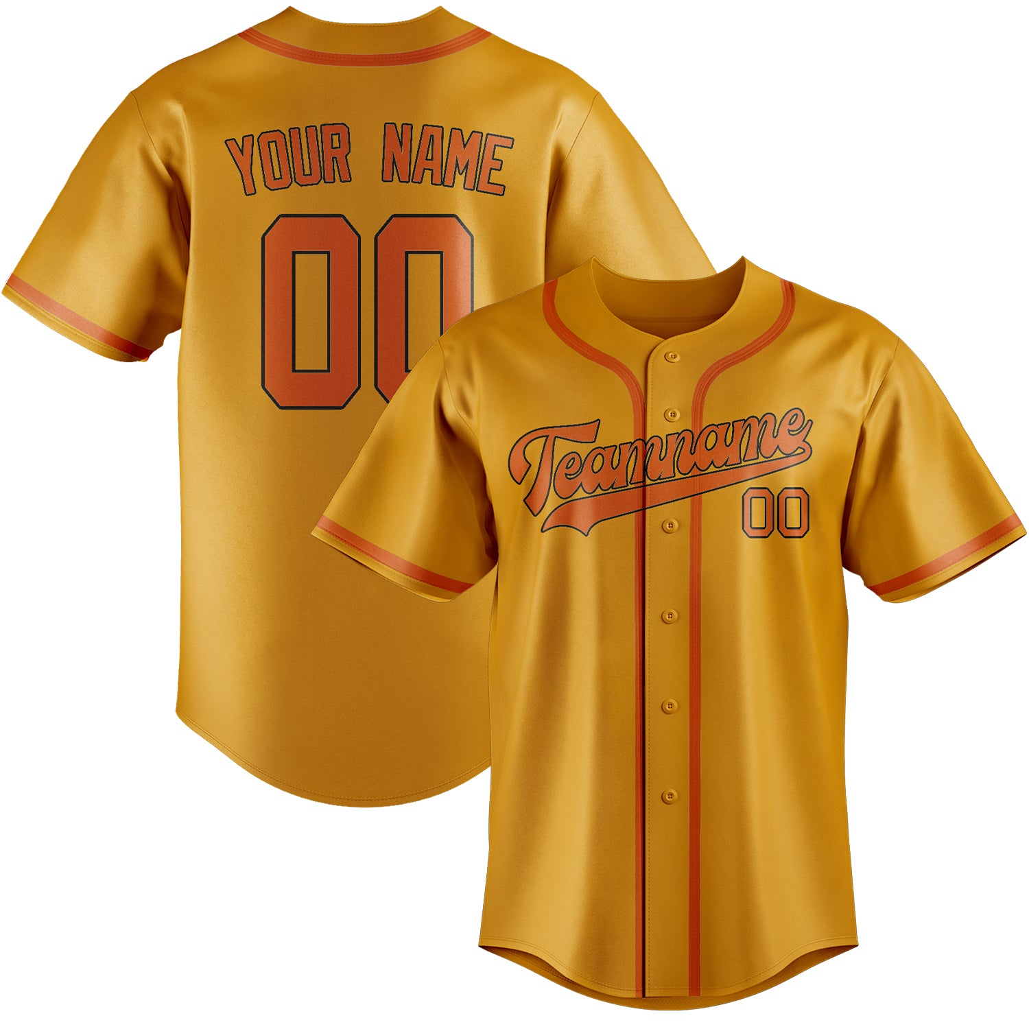 Maillot de baseball personnalisé jaune orange