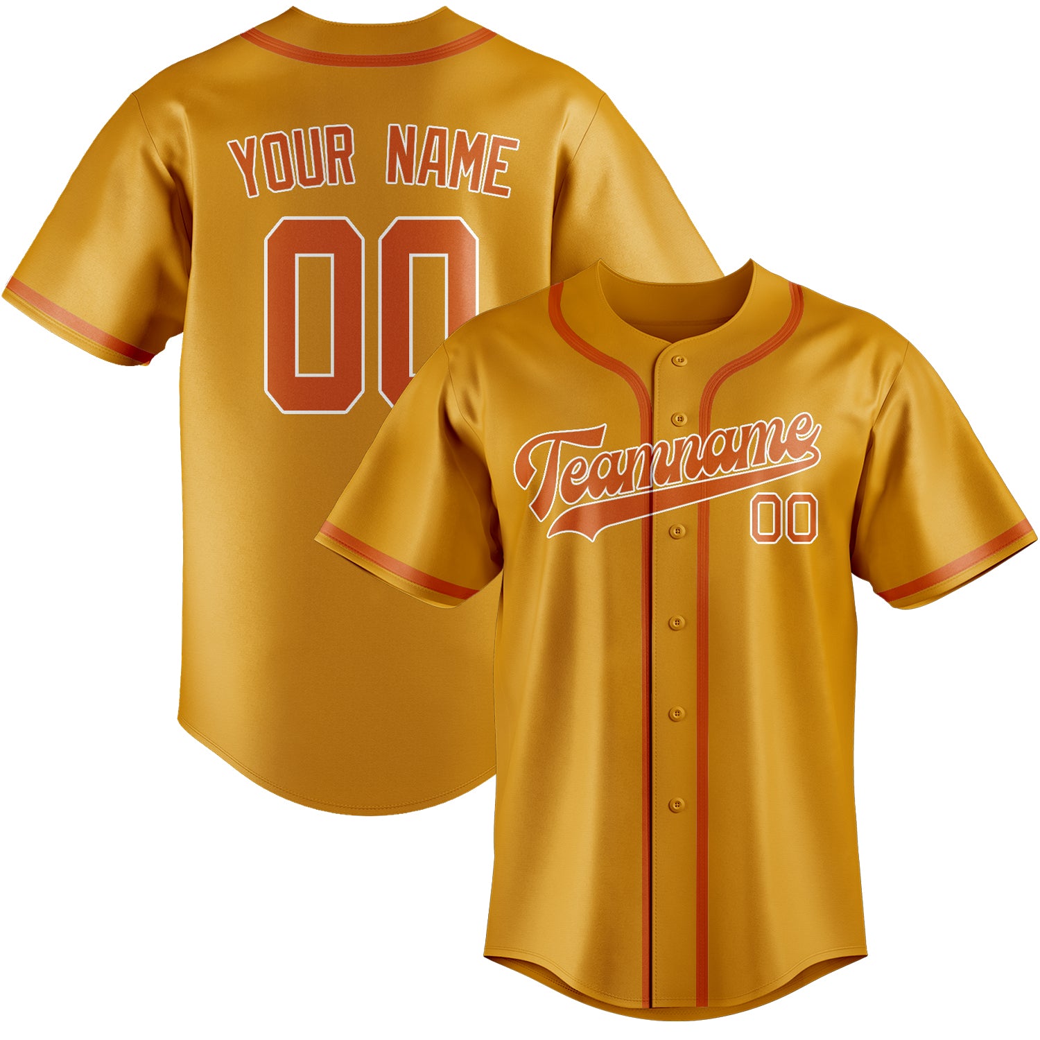 Maillot de baseball personnalisé jaune orange