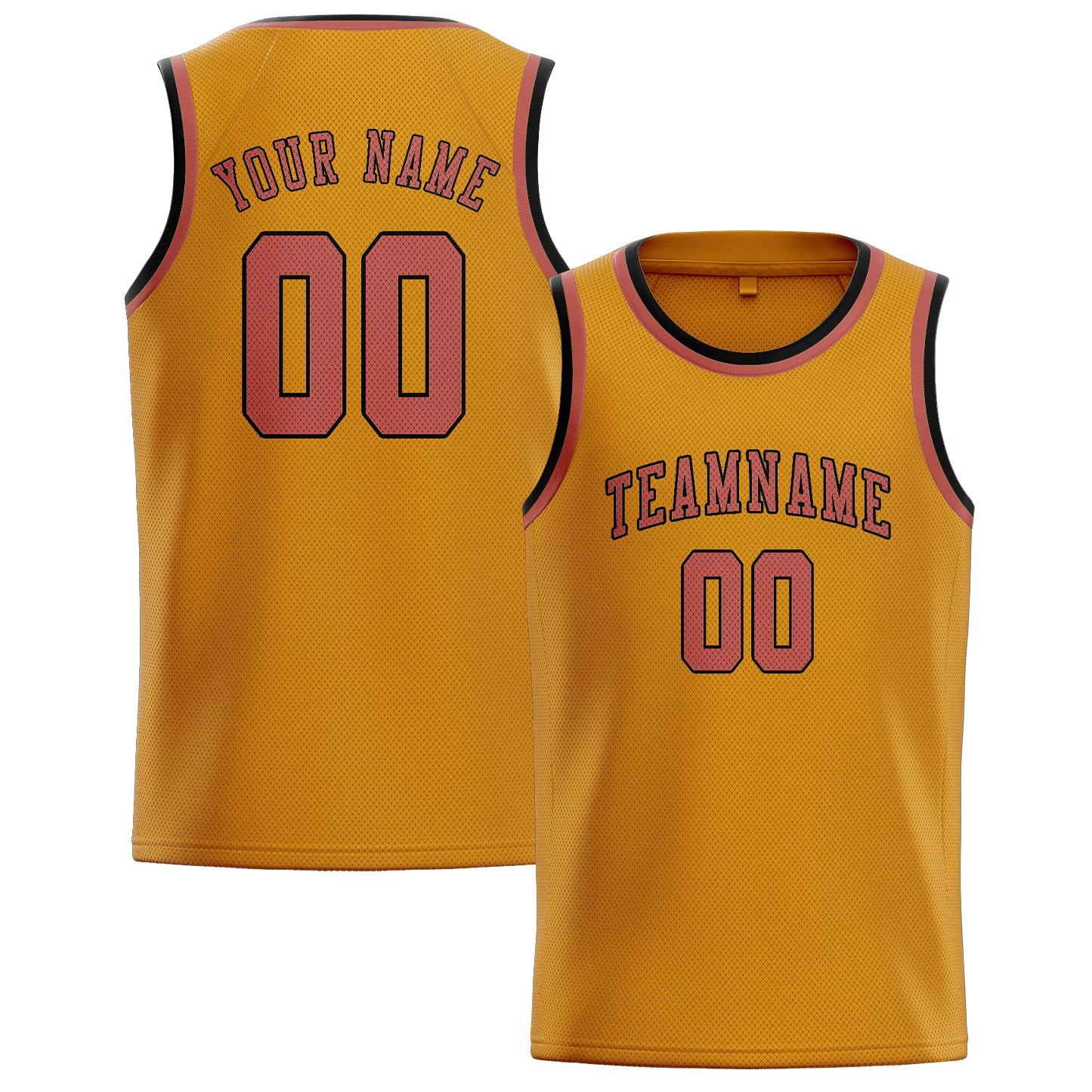 Maillot de basketball personnalisé jaune cuivre rose