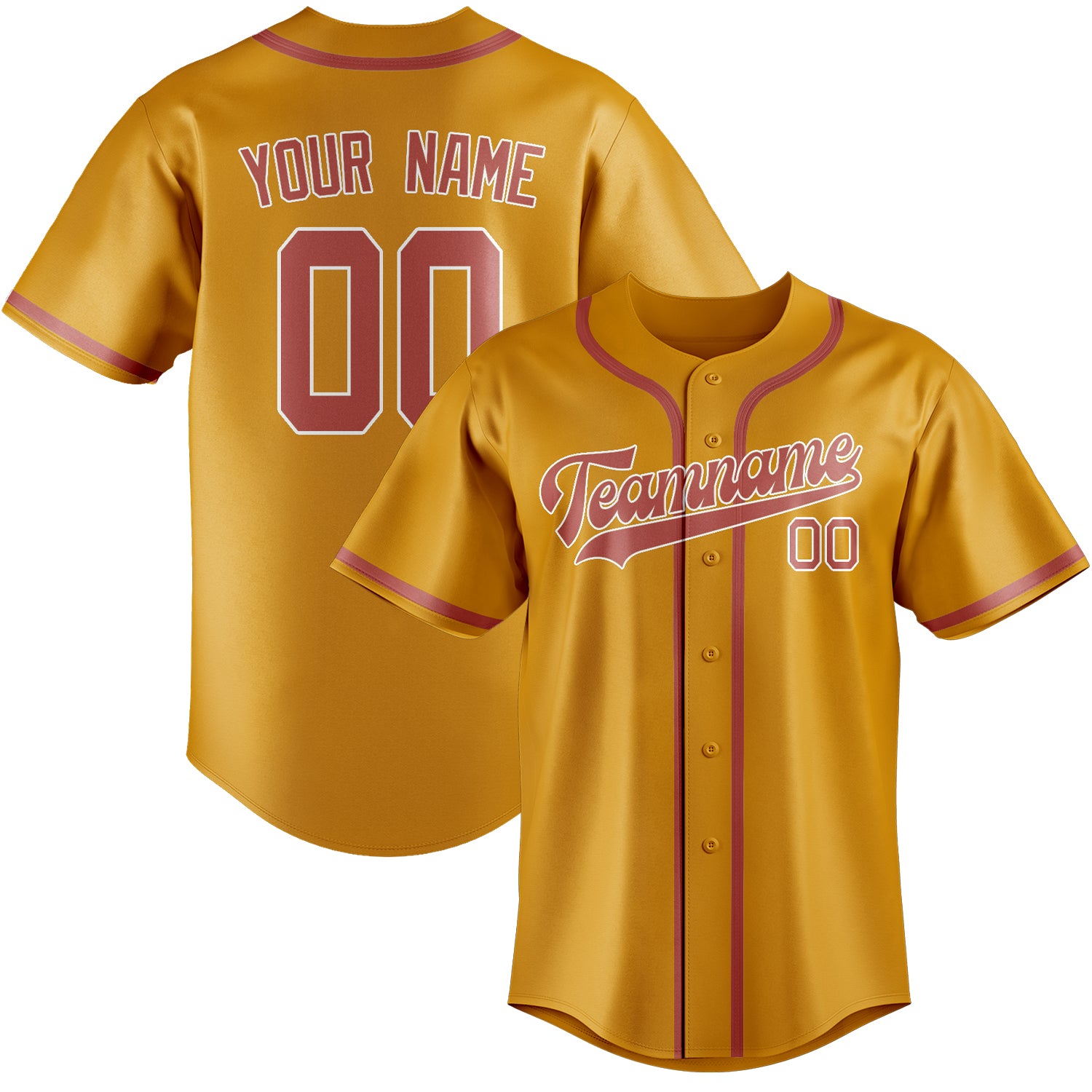 Maillot de baseball personnalisé jaune cuivre rose
