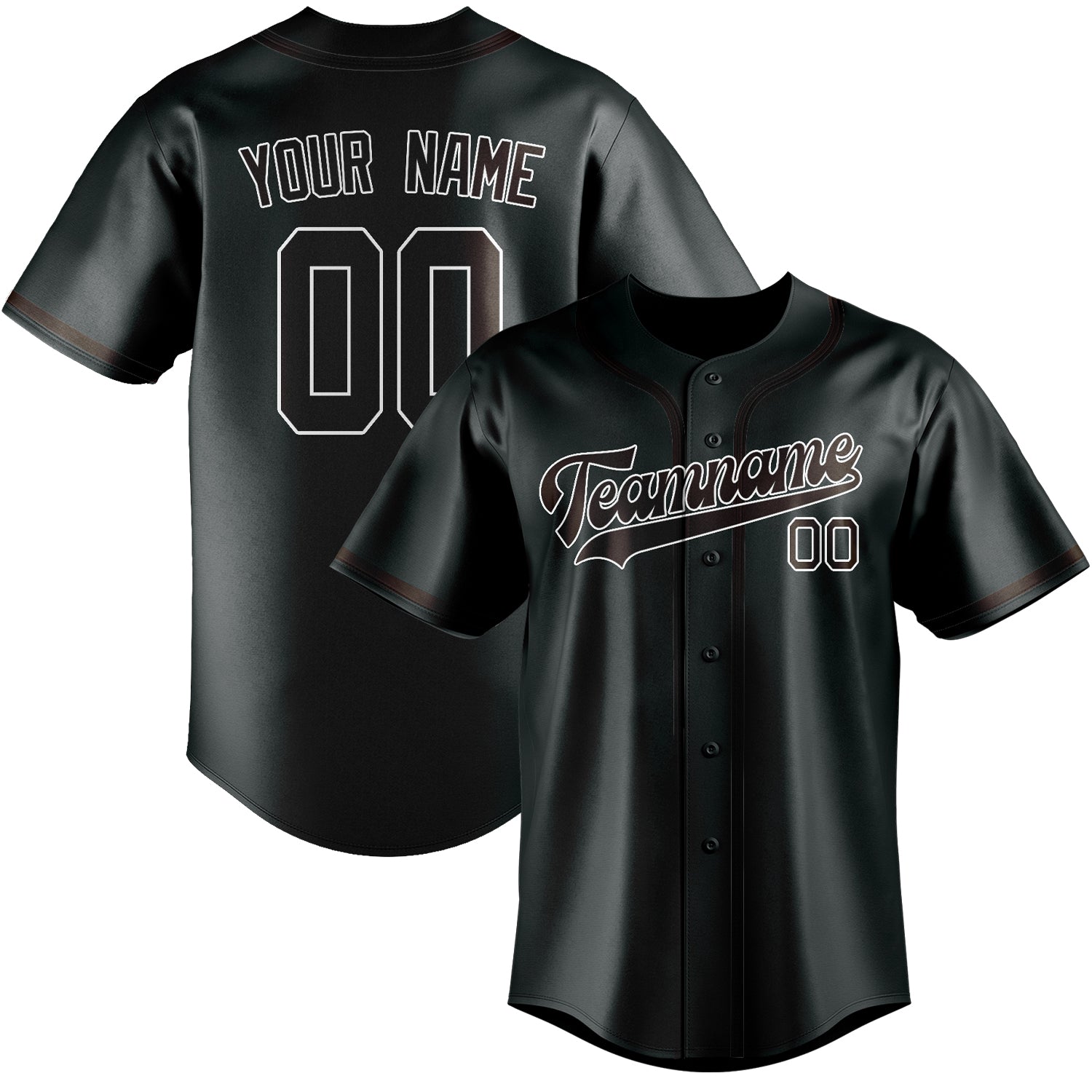 Maillot de baseball personnalisé gris foncé et marron