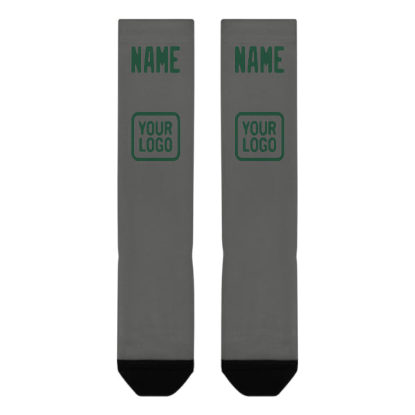 Chaussettes hautes personnalisées gris foncé et vertes