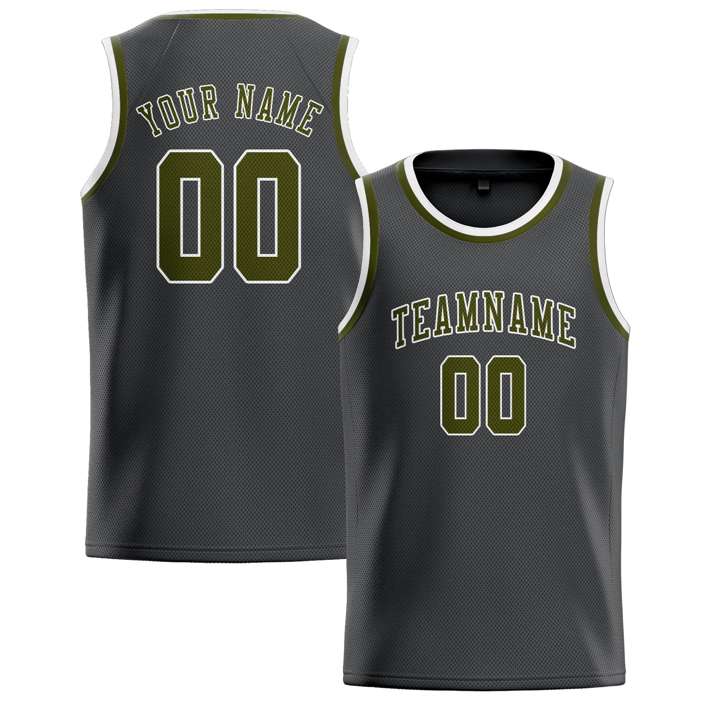 Maillot de basketball personnalisé gris foncé olive