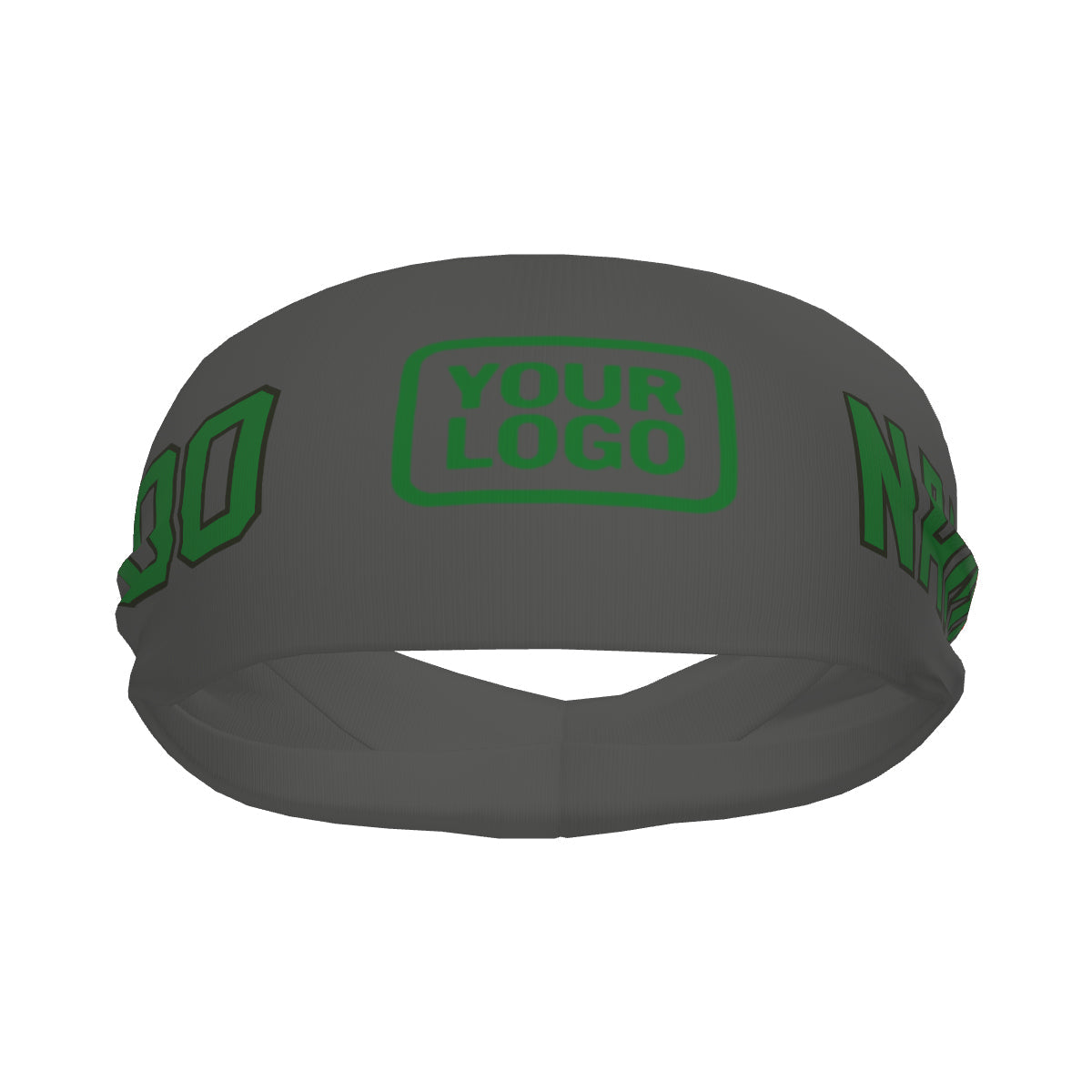 Bandeau de sport personnalisé gris foncé et vert émeraude