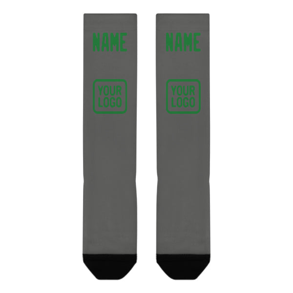 Chaussettes hautes personnalisées gris foncé et vert émeraude