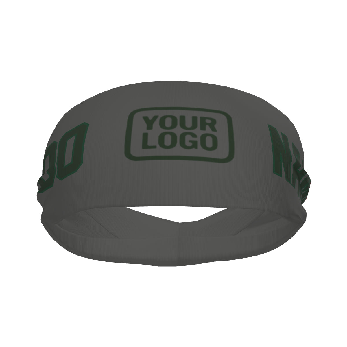 Bandeau de sport personnalisé gris foncé et vert foncé