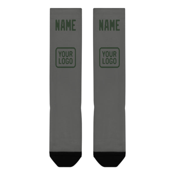 Chaussettes hautes personnalisées gris foncé et vert foncé