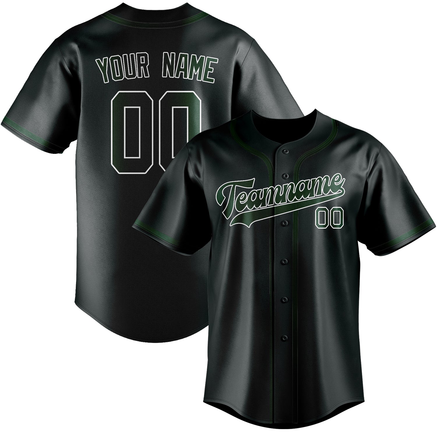 Maillot de baseball personnalisé gris foncé et vert