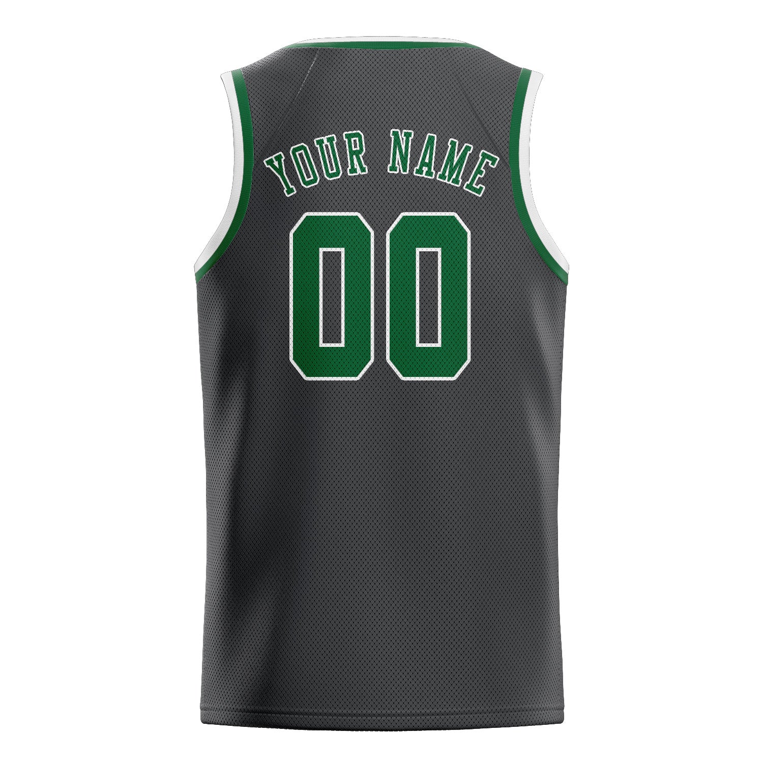Maillot de basketball personnalisé gris foncé et vert