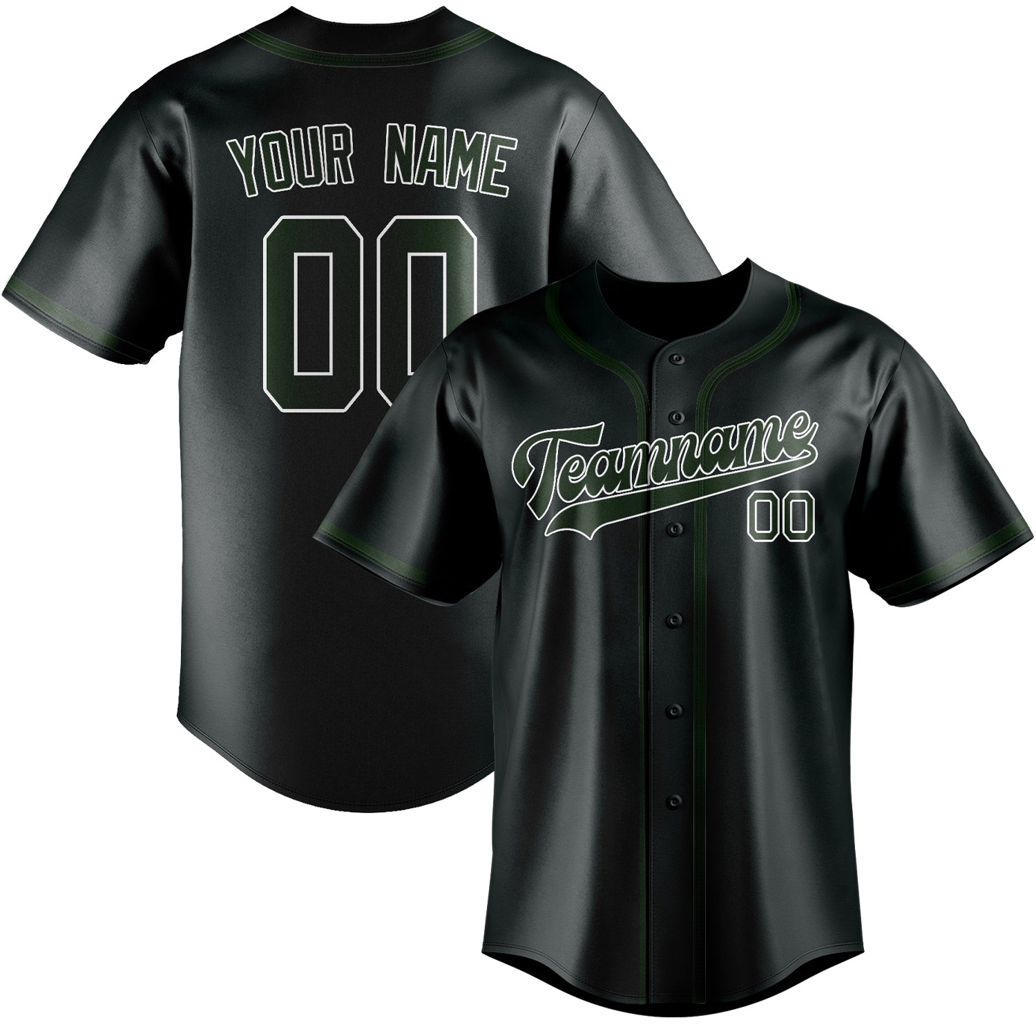 Maillot de baseball personnalisé gris foncé et vert foncé