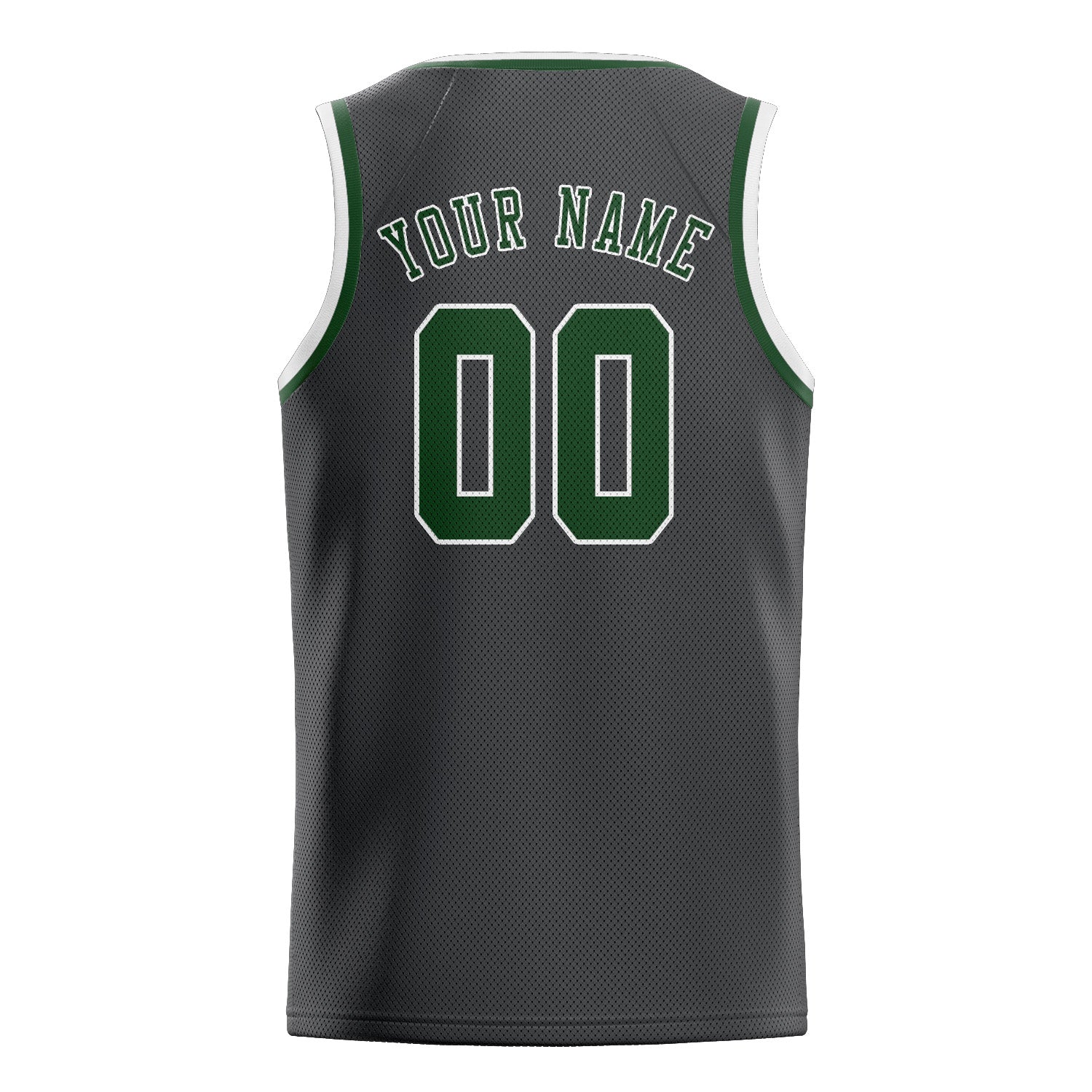 Maillot de basketball personnalisé gris foncé et vert foncé
