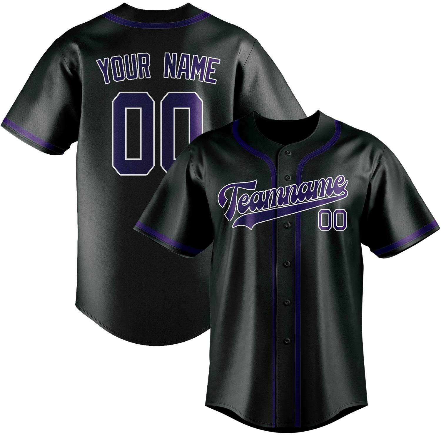 Maillot de baseball personnalisé gris foncé et violet