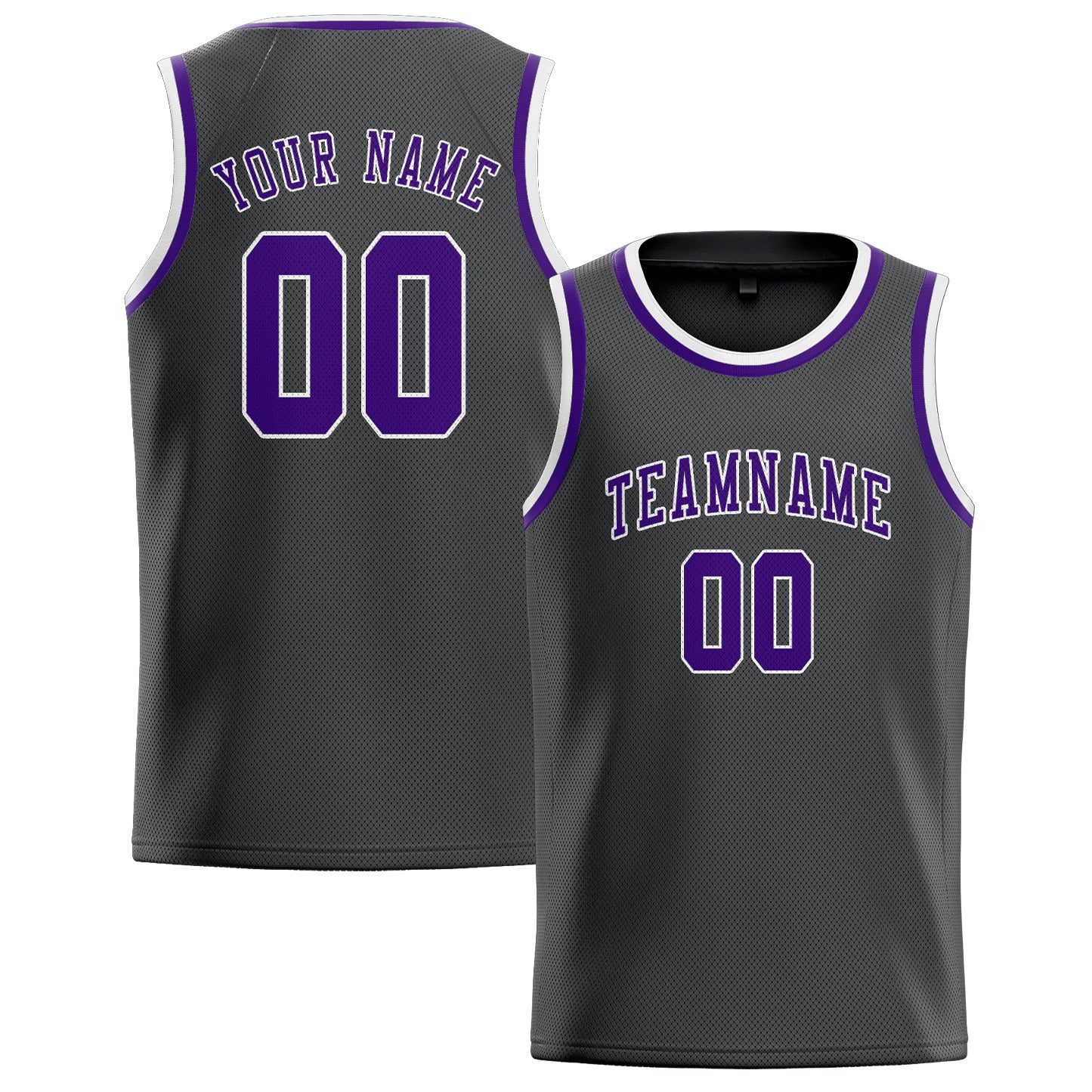 Maillot de basketball personnalisé gris foncé et violet