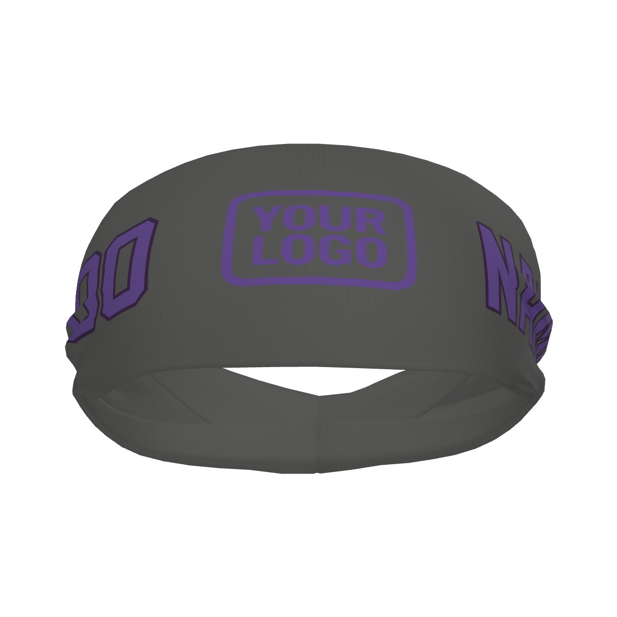 Bandeau de sport personnalisé gris foncé et violet clair
