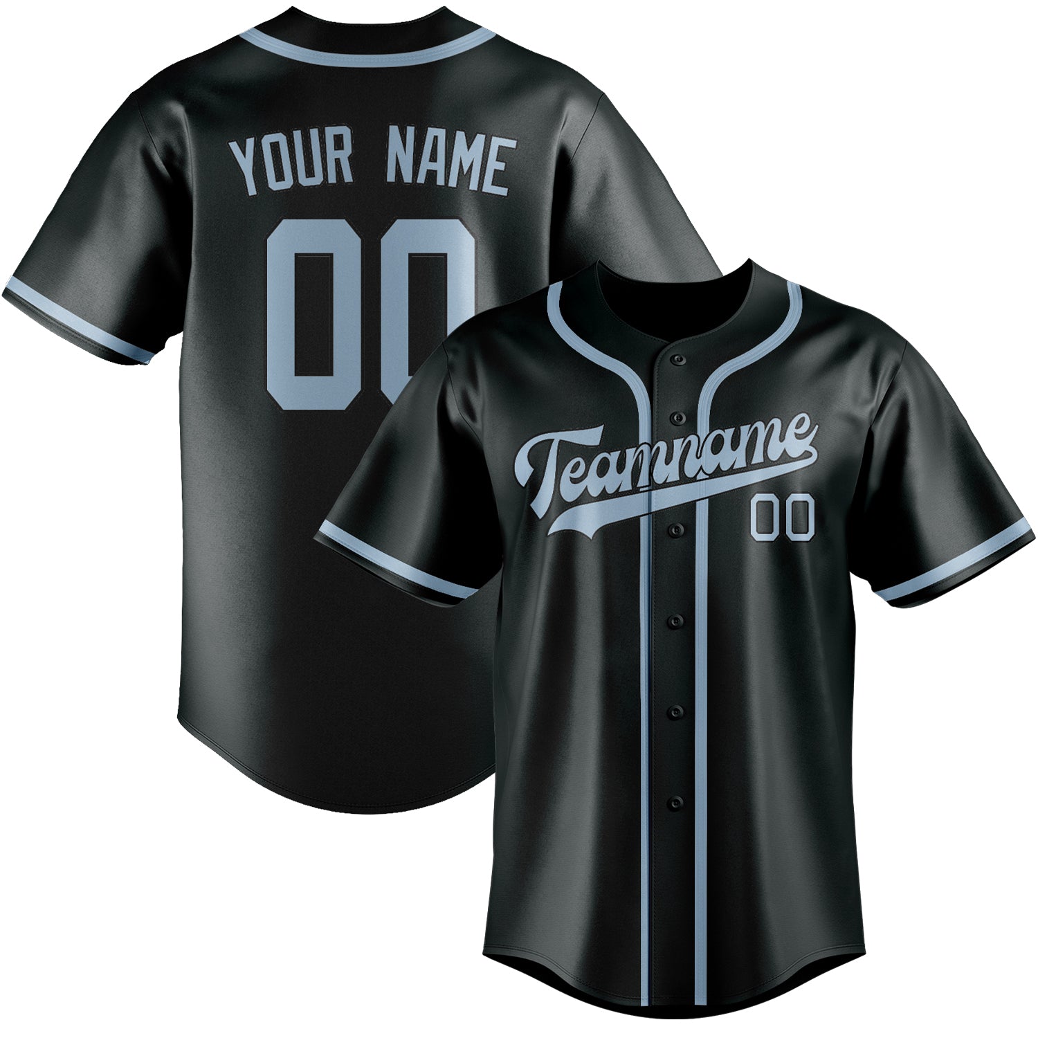Maillot de baseball personnalisé gris foncé et bleu clair