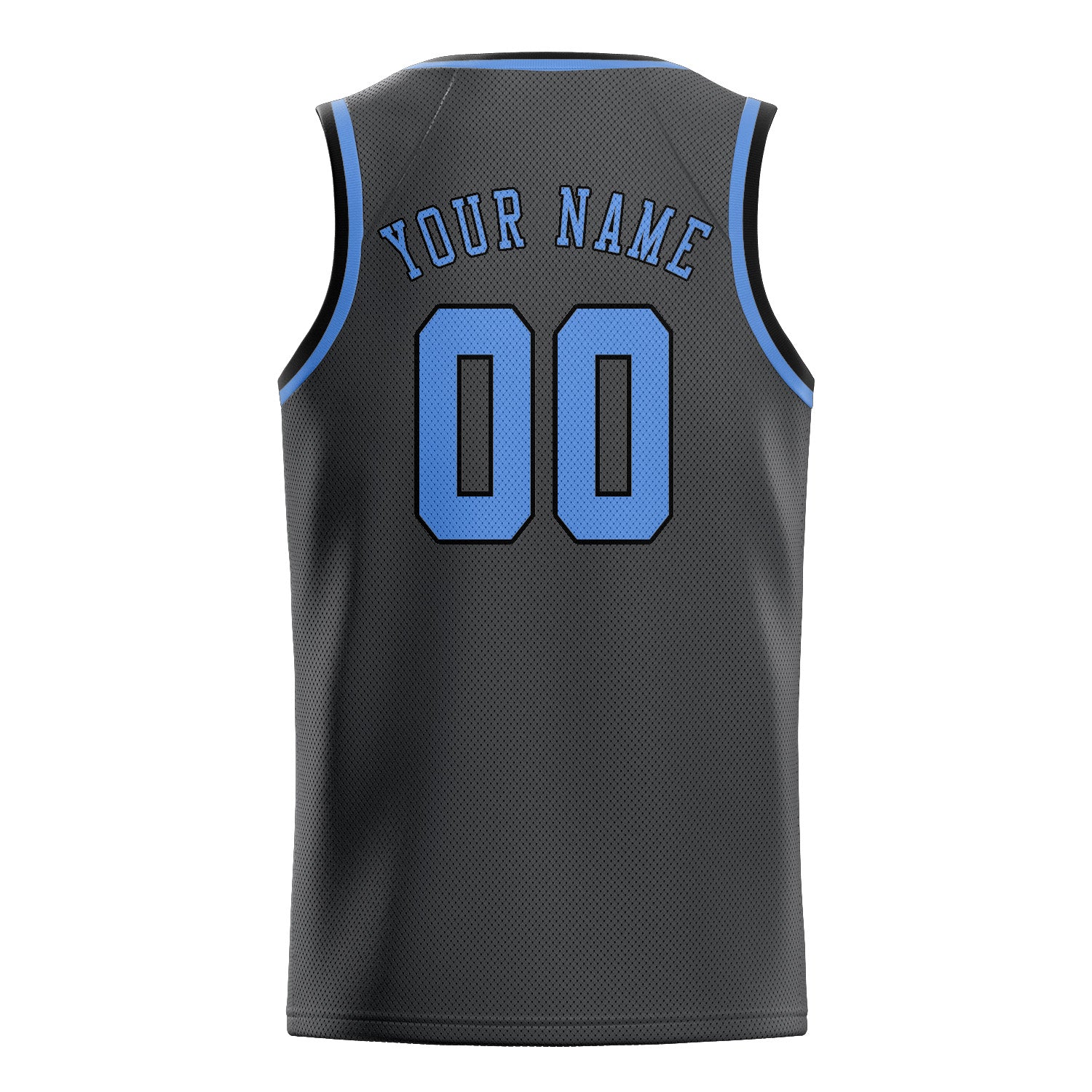 Maillot de basketball personnalisé gris foncé et bleu clair