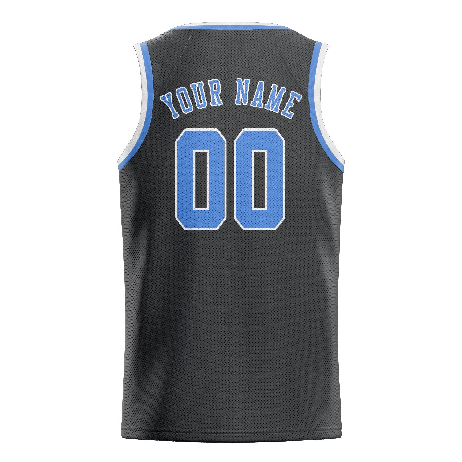 Maillot de basketball personnalisé gris foncé et bleu clair