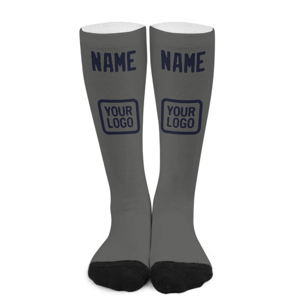 Chaussettes hautes personnalisées gris foncé et marine