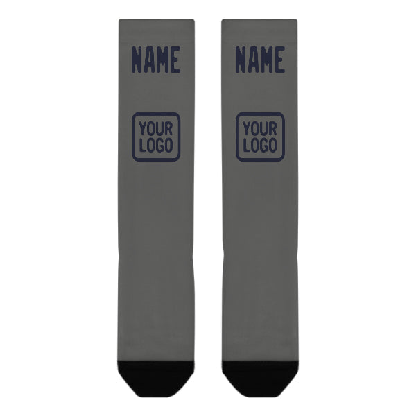 Chaussettes hautes personnalisées gris foncé et marine