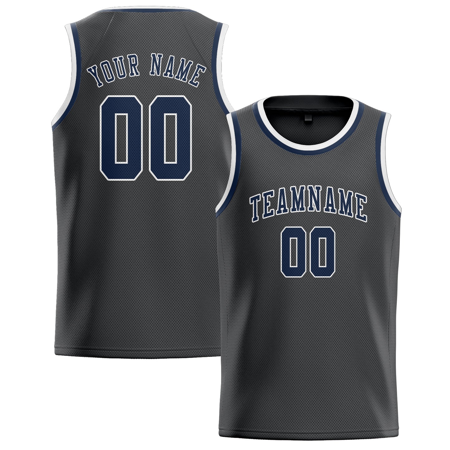 Maillot de basketball personnalisé gris foncé et bleu