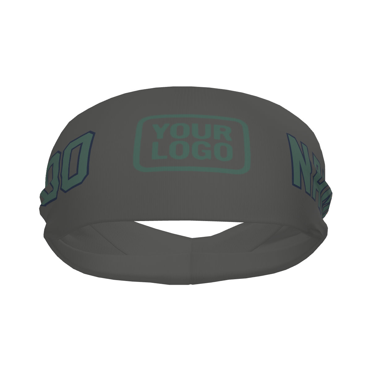 Bandeau de sport personnalisé gris foncé, bleu et vert