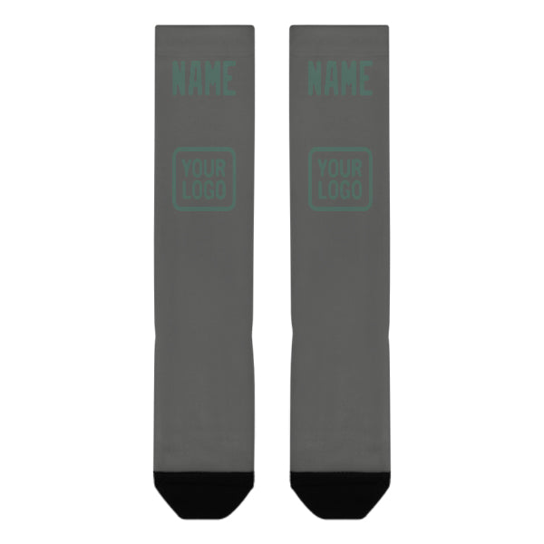 Chaussettes hautes personnalisées gris foncé, bleu et vert