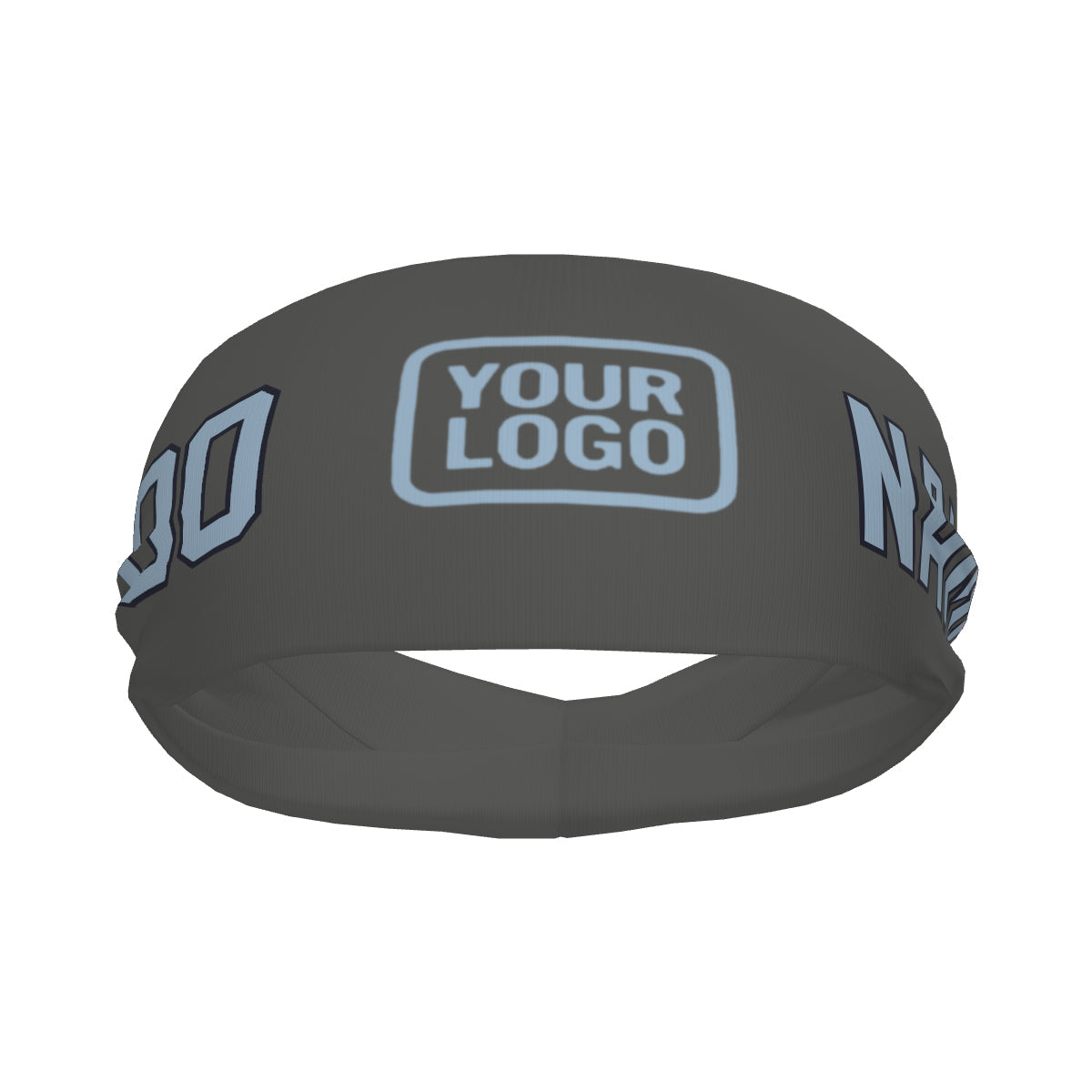 Bandeau de sport personnalisé gris foncé et bleu clair