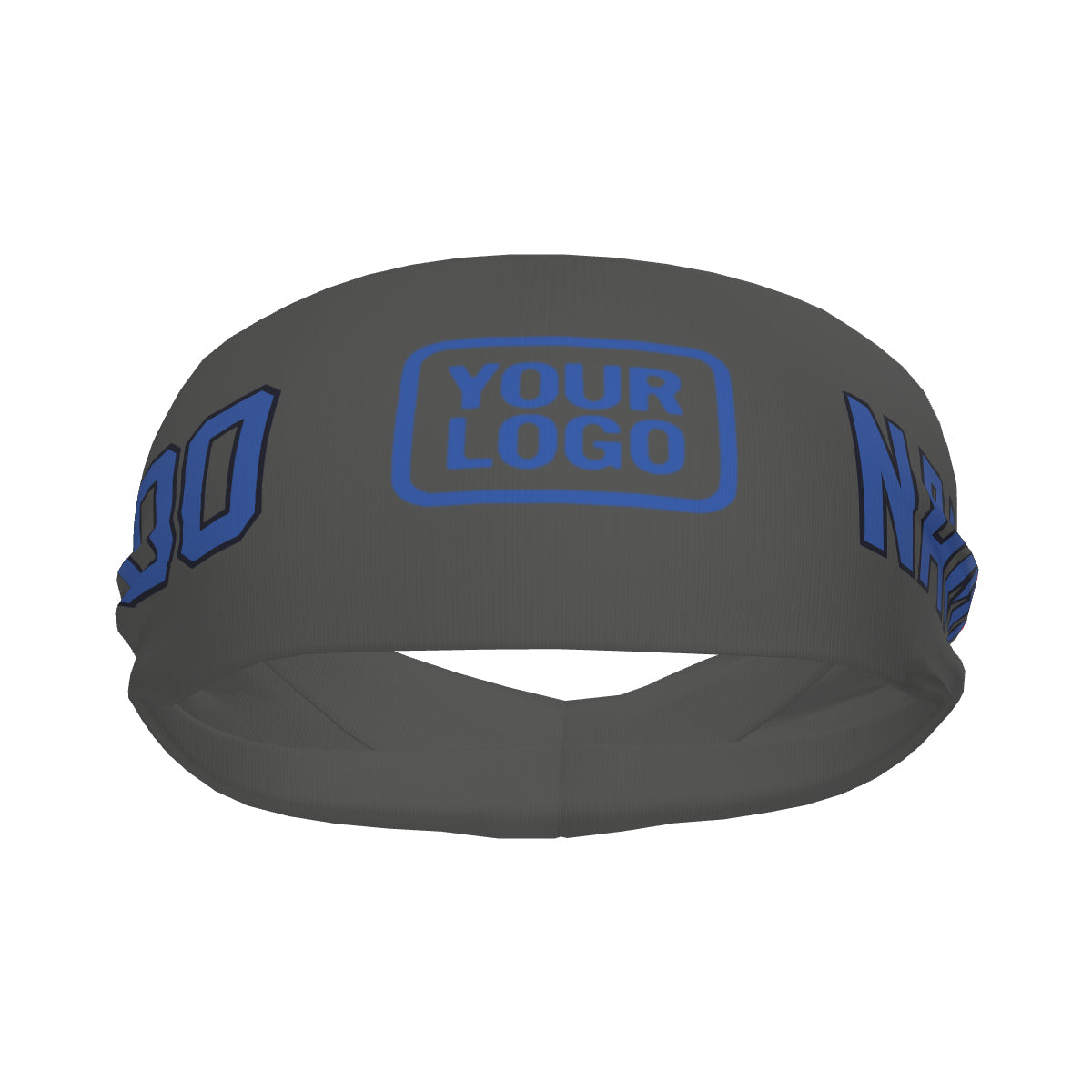 Bandeau de sport personnalisé gris foncé et bleu ciel