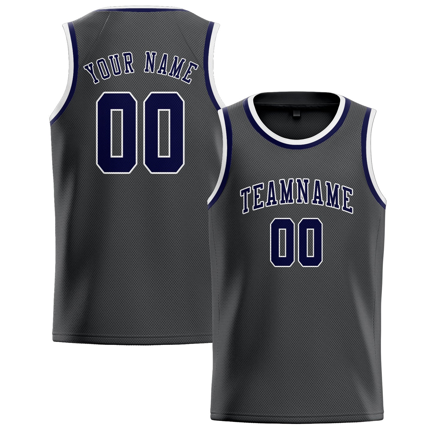 Maillot de basketball personnalisé gris foncé et marine