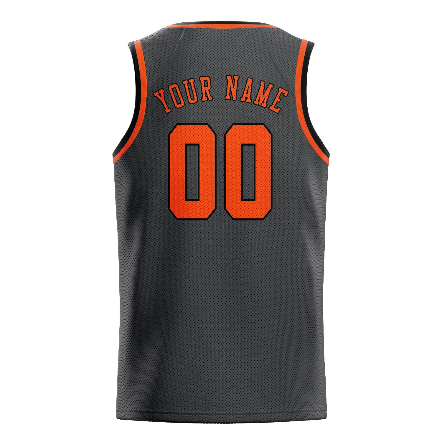 Maillot de basketball personnalisé gris foncé, orange et rouge