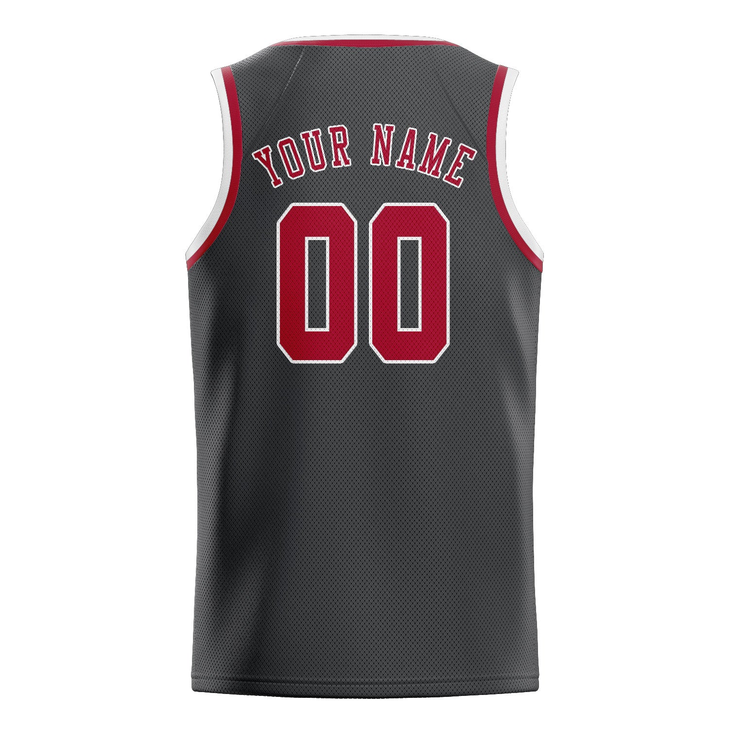 Maillot de basketball personnalisé gris foncé et rouge
