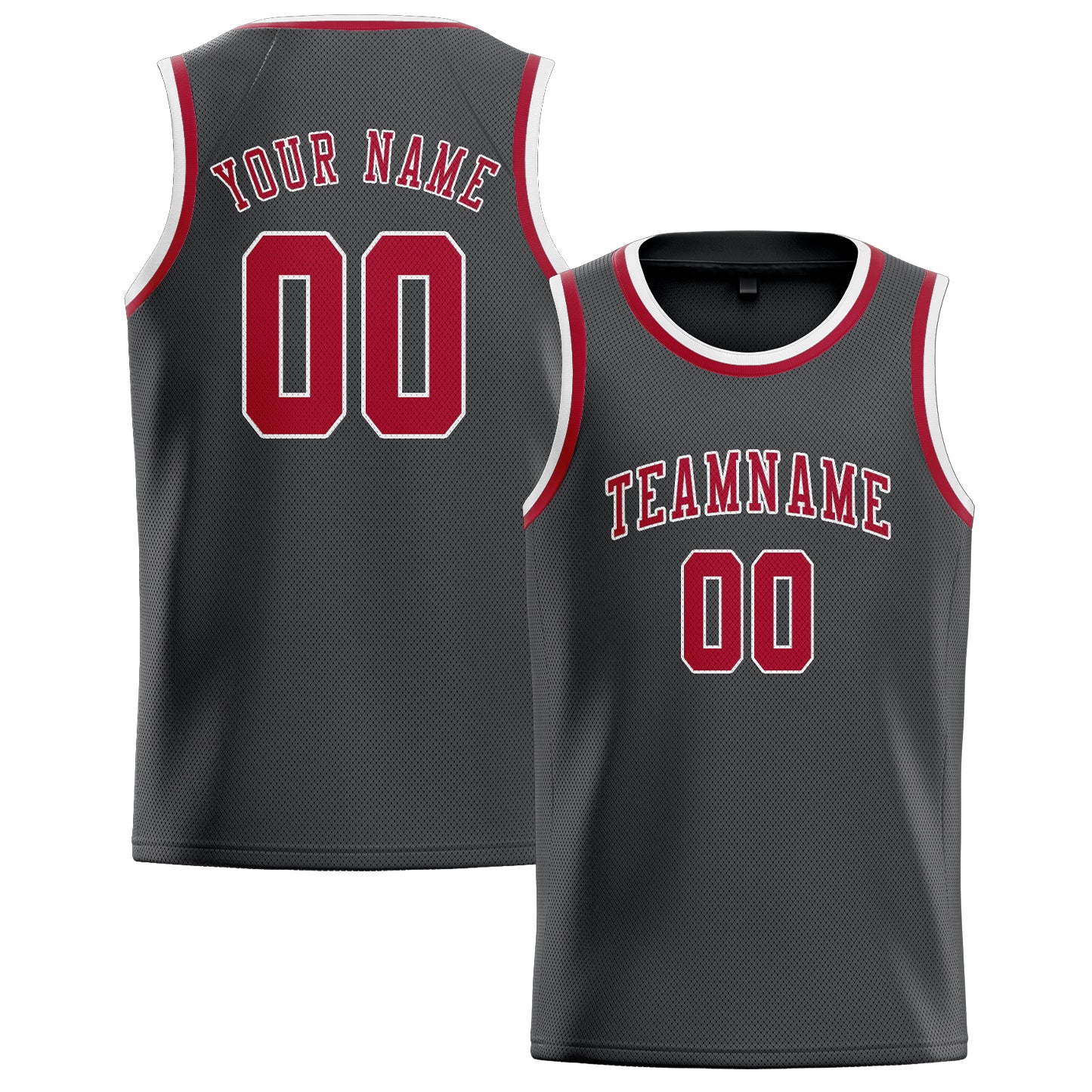 Maillot de basketball personnalisé gris foncé et rouge