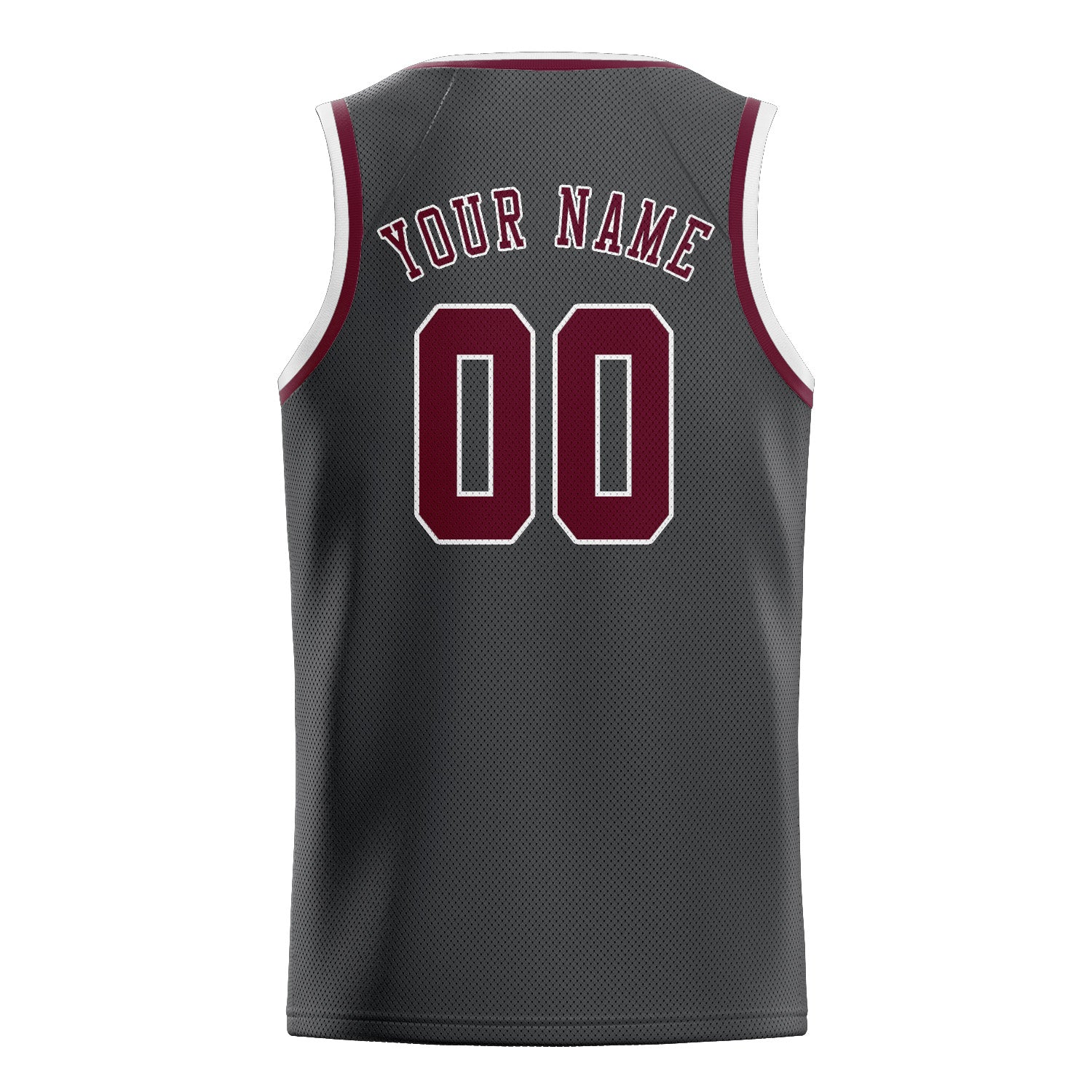Maillot de basketball personnalisé gris foncé et rouge cramoisi