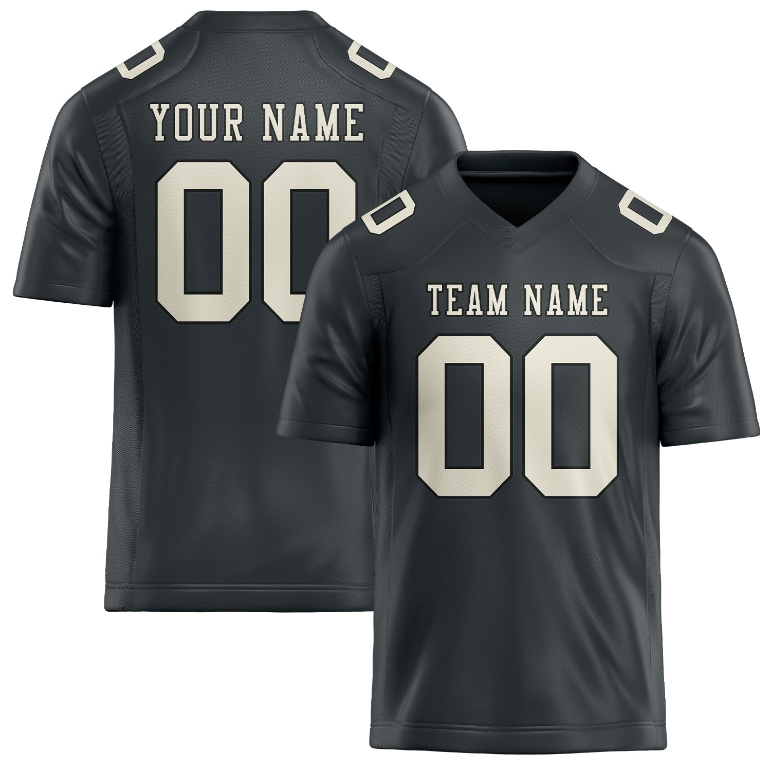 Maillot de football personnalisé gris foncé et crème