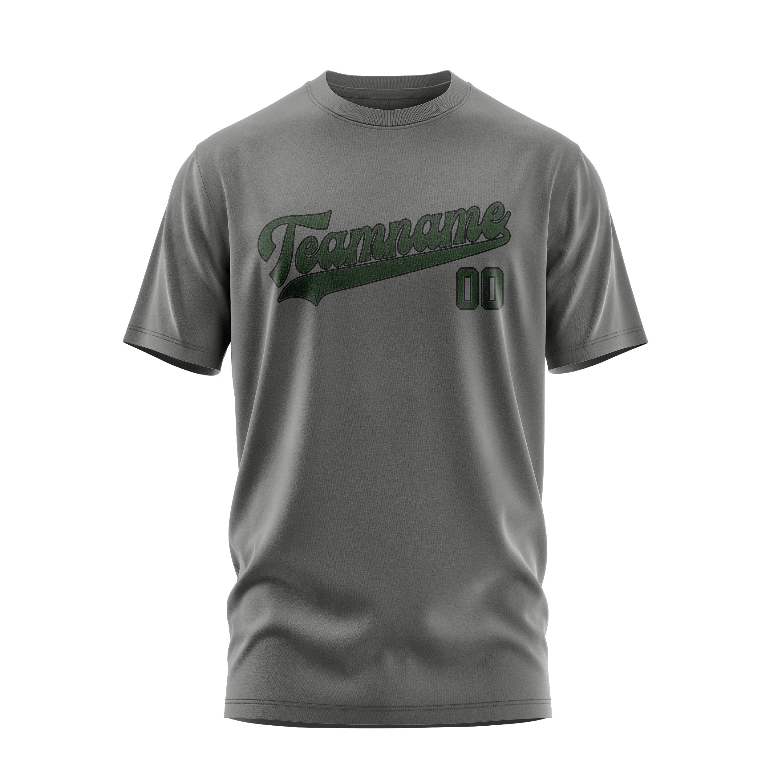 T-shirt personnalisé gris foncé et vert foncé