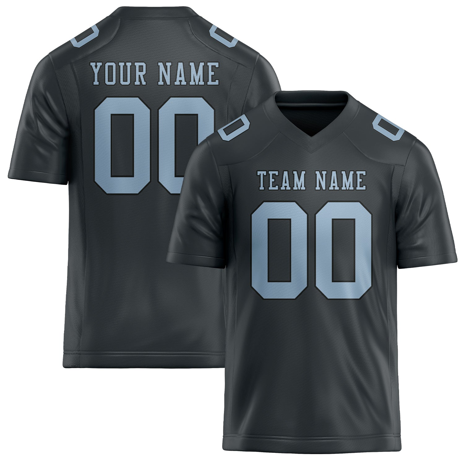 Maillot de football personnalisé gris foncé et bleu clair