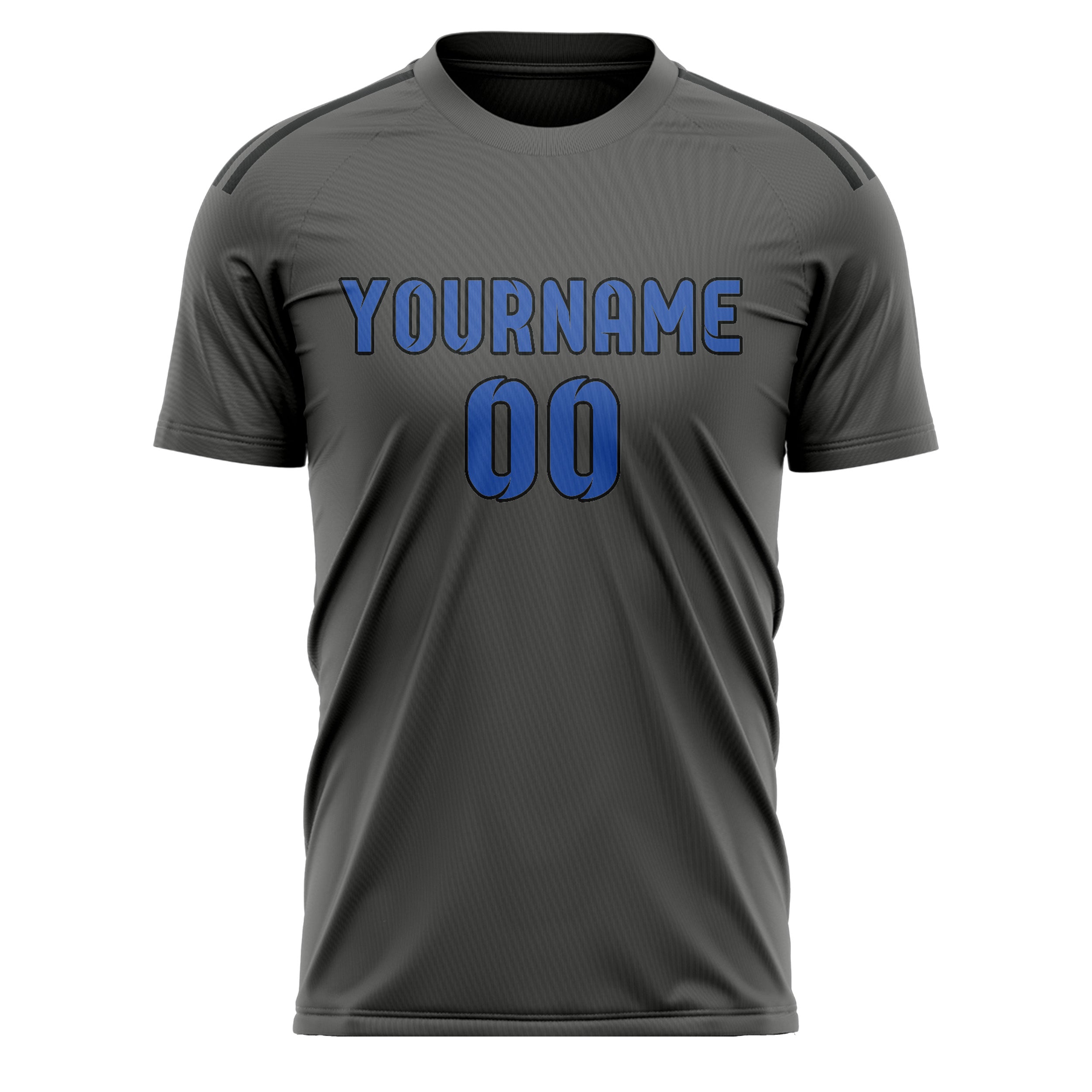 Custom Dark Grey Sky Blue Soccer Jersey