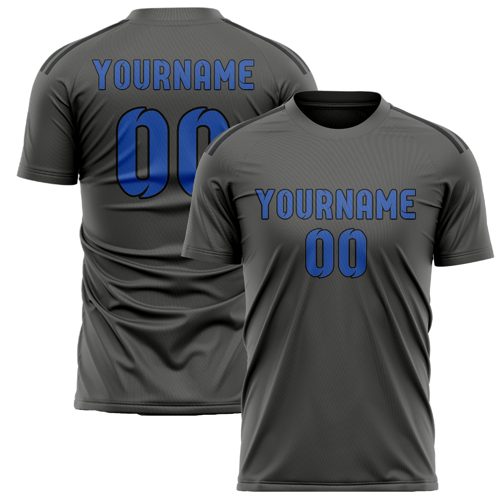 Custom Dark Grey Sky Blue Soccer Jersey
