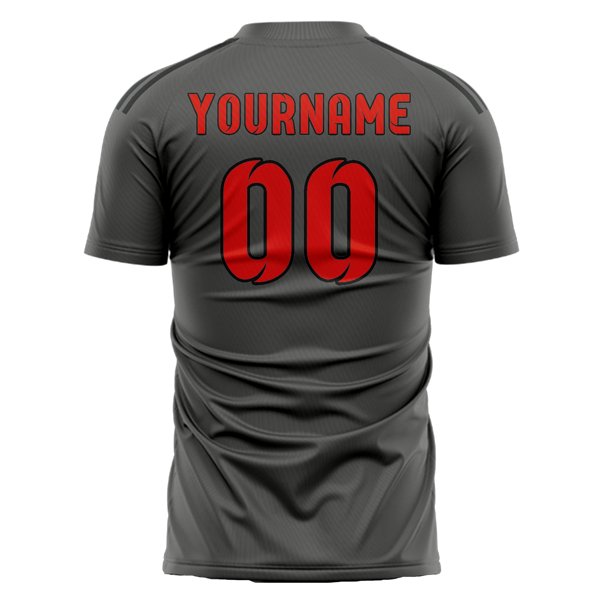 Custom Dark Grey Orange Red Soccer Jersey