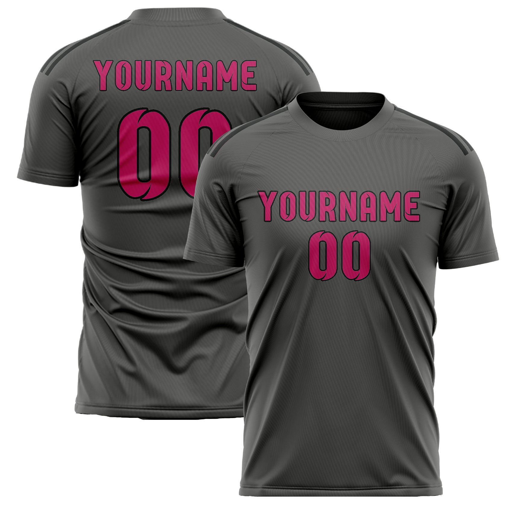 Maillot de football personnalisé gris foncé et rose
