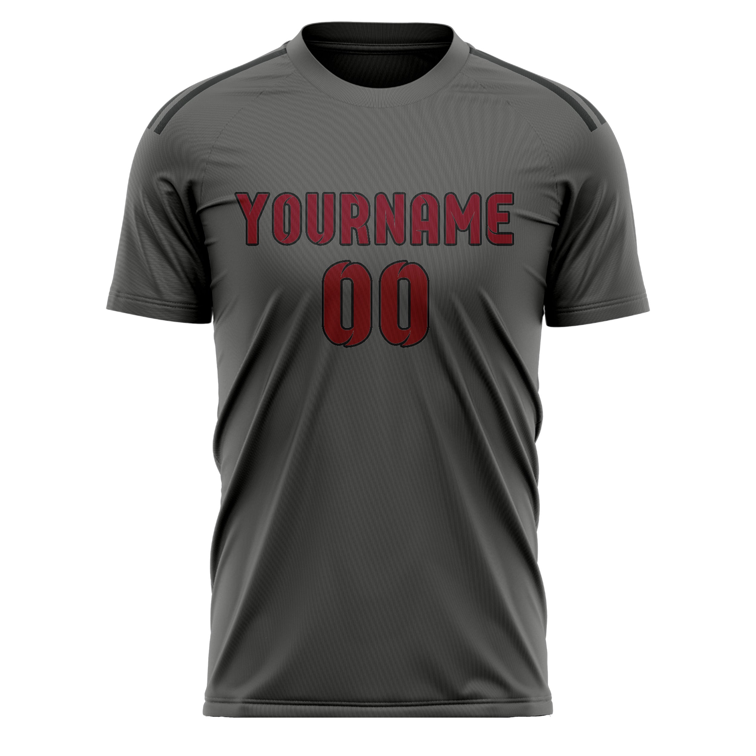 Maillot de football personnalisé gris foncé et rouge cramoisi