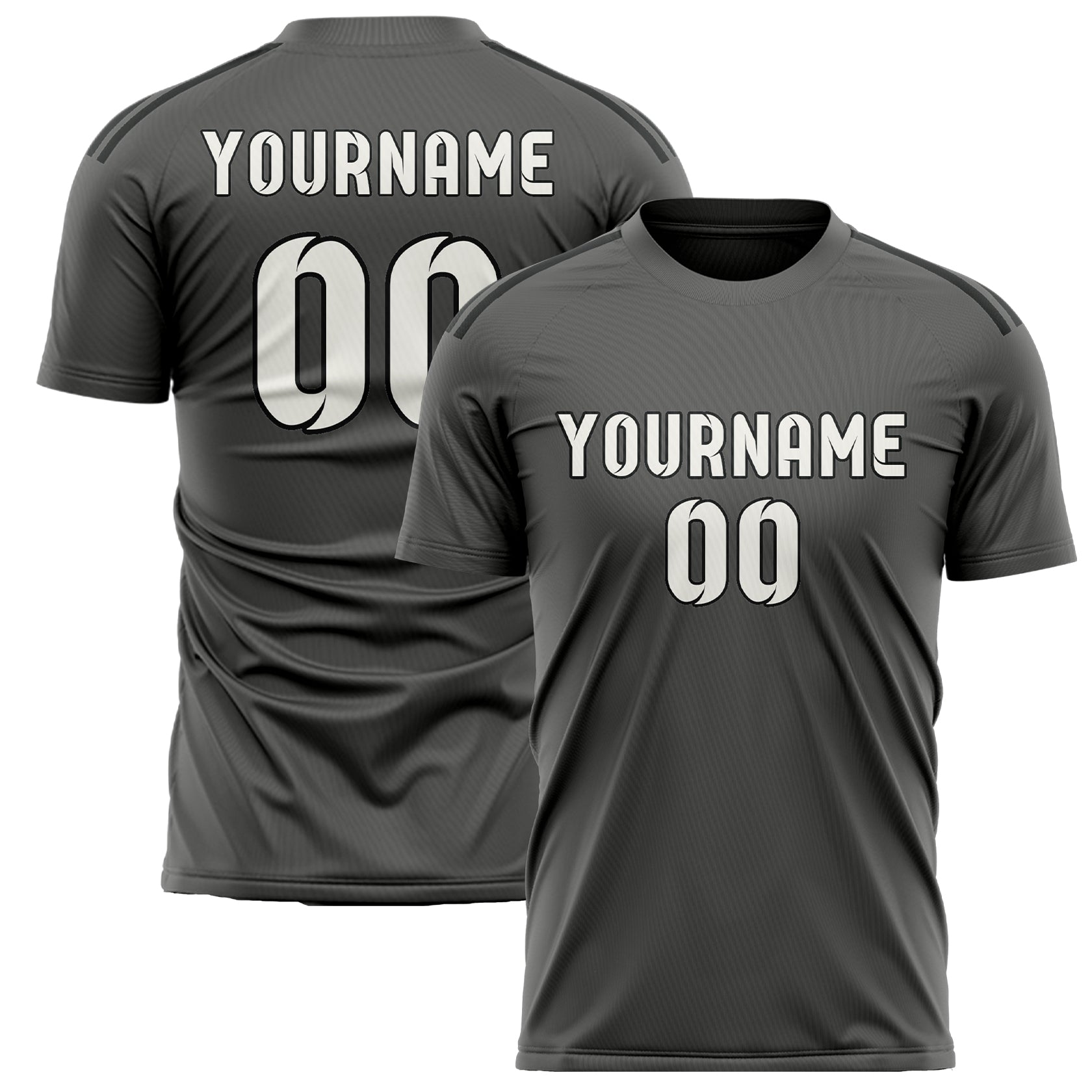 Maillot de football personnalisé gris foncé et blanc