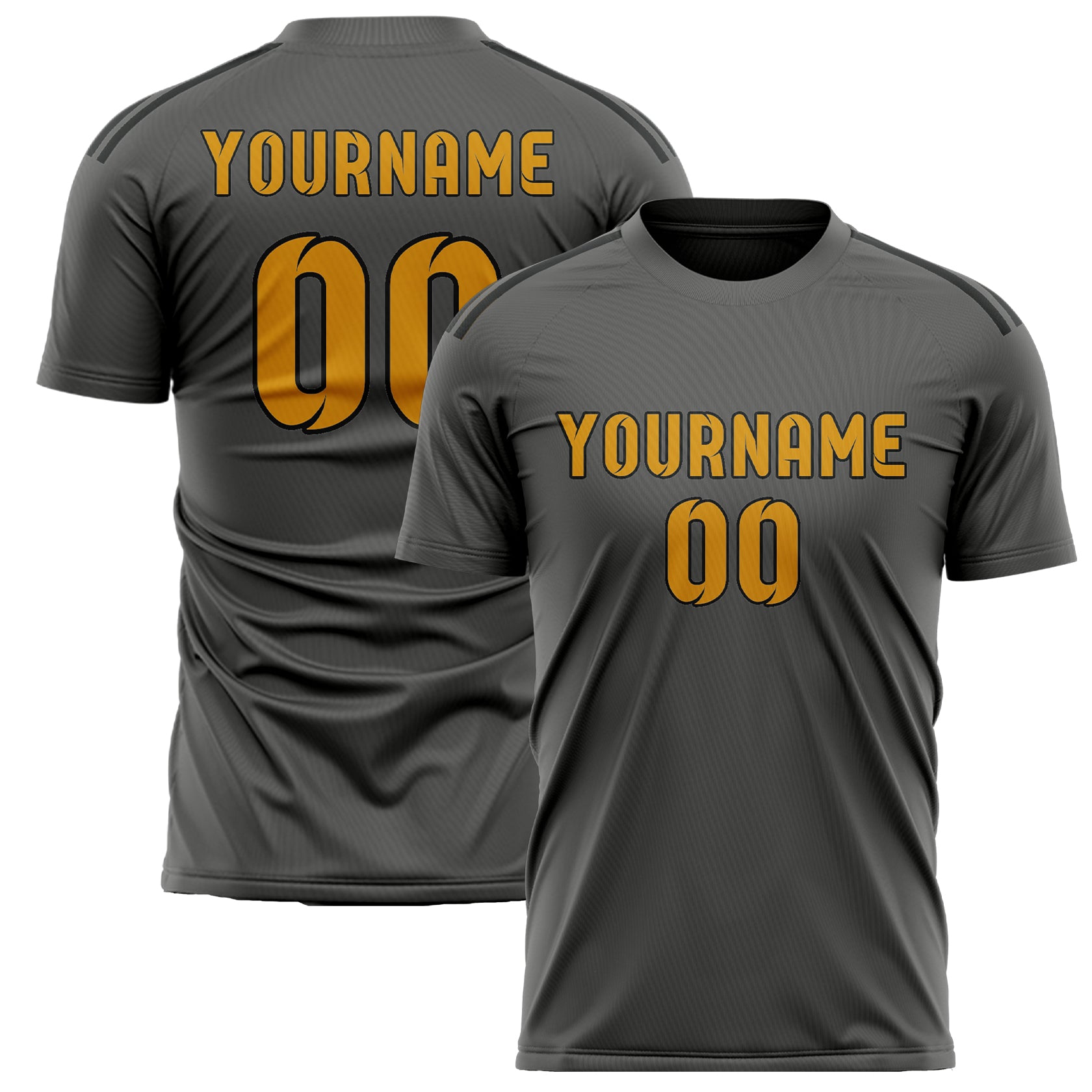 Maillot de football personnalisé gris foncé et jaune